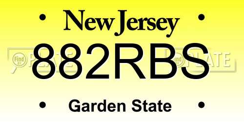 882RBS New Jersey License Plate