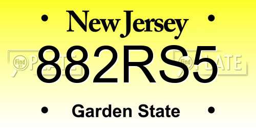 882RS5 New Jersey License Plate