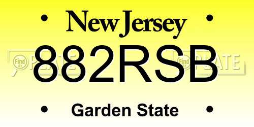 882RSB New Jersey License Plate