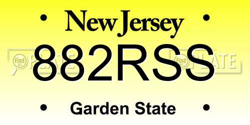 882RSS New Jersey License Plate