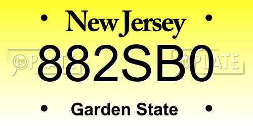 882SB0 New Jersey License Plate