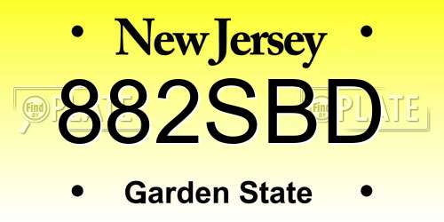 882SBD New Jersey License Plate
