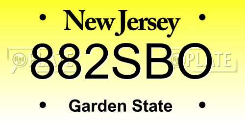 882SBO New Jersey License Plate