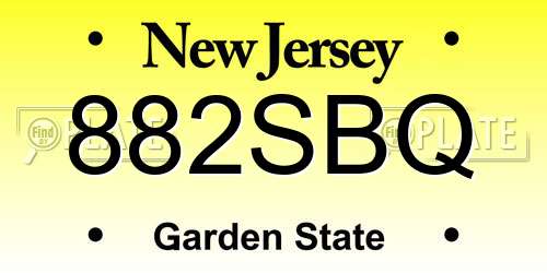 882SBQ New Jersey License Plate