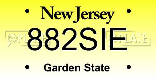 882SIE New Jersey License Plate