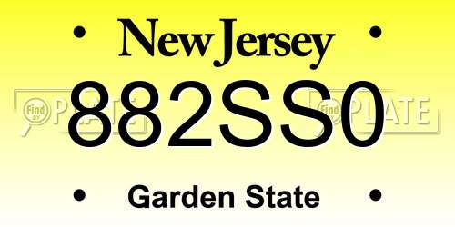882SS0 New Jersey License Plate