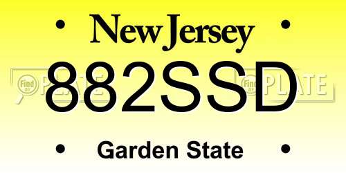 882SSD New Jersey License Plate
