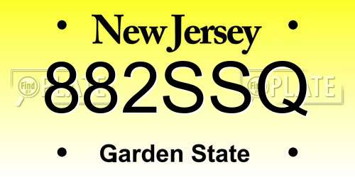 882SSQ New Jersey License Plate