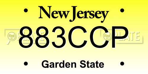 883CCP New Jersey License Plate