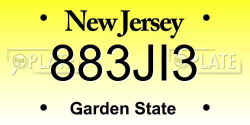 883JI3 New Jersey License Plate
