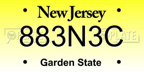 883N3C New Jersey License Plate