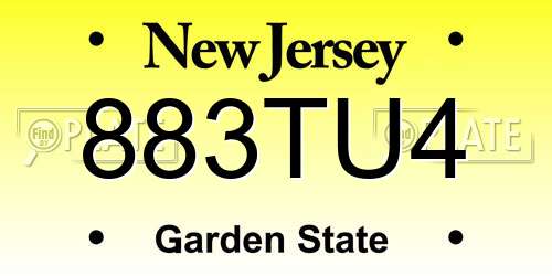 883TU4 New Jersey License Plate
