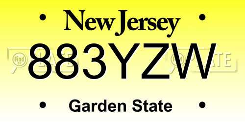 883YZW New Jersey License Plate