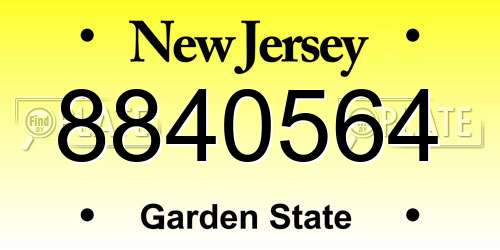 8840564 New Jersey License Plate