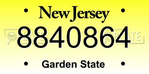 8840864 New Jersey License Plate