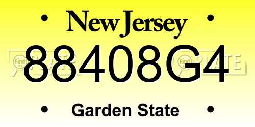 88408G4 New Jersey License Plate