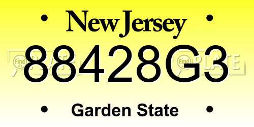 88428G3 New Jersey License Plate