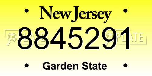 8845291 New Jersey License Plate