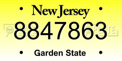 8847863 New Jersey License Plate