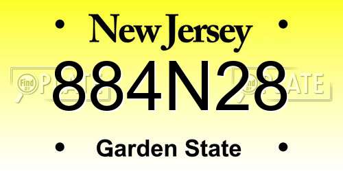 884N28 New Jersey License Plate