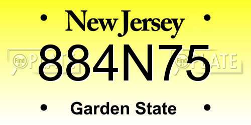 884N75 New Jersey License Plate