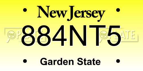 884NT5 New Jersey License Plate
