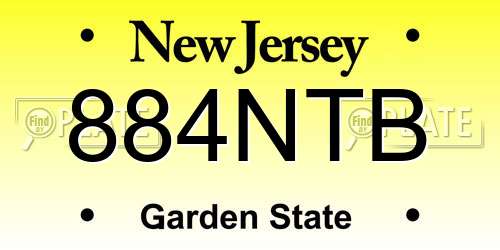 884NTB New Jersey License Plate