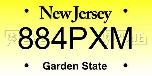 884PXM New Jersey License Plate