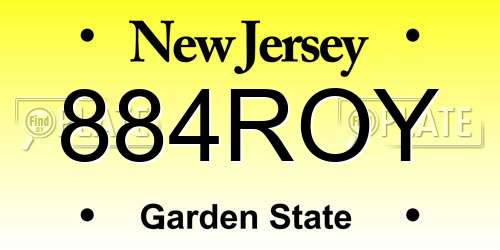884ROY New Jersey License Plate