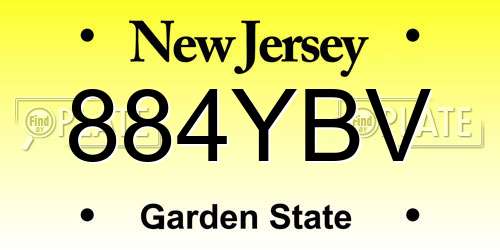 884YBV New Jersey License Plate