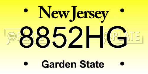 8852HG New Jersey License Plate
