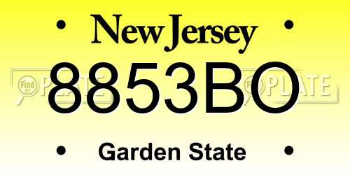 8853BO New Jersey License Plate