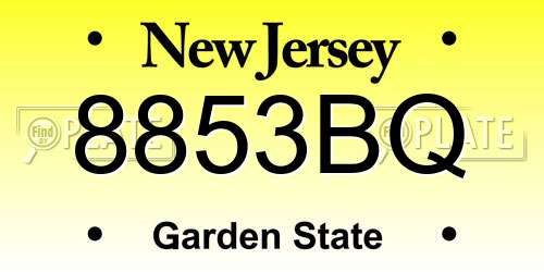 8853BQ New Jersey License Plate