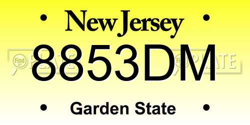 8853DM New Jersey License Plate