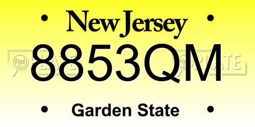 8853QM New Jersey License Plate