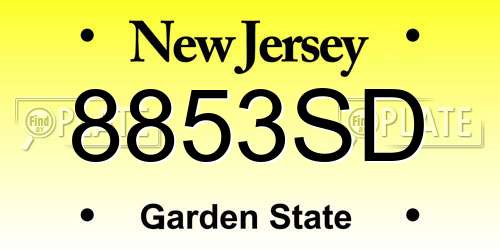 8853SD New Jersey License Plate