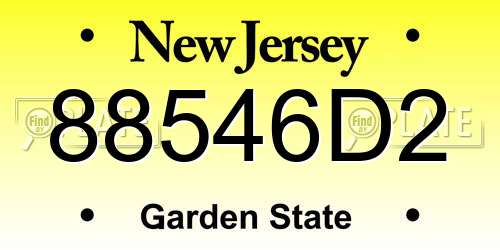 88546D2 New Jersey License Plate