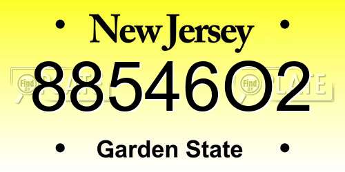 88546O2 New Jersey License Plate