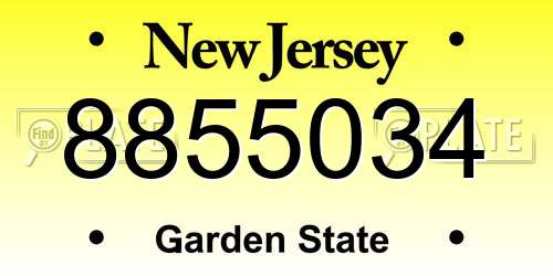 8855034 New Jersey License Plate