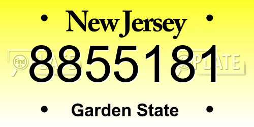 8855181 New Jersey License Plate