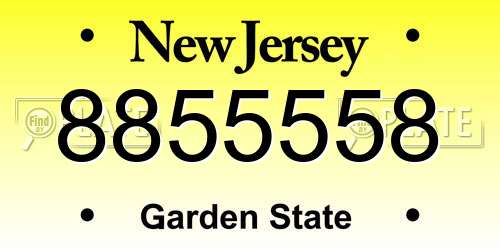 8855558 New Jersey License Plate