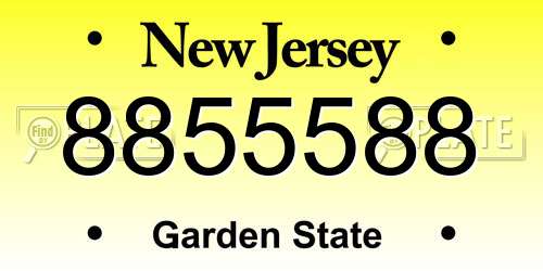 8855588 New Jersey License Plate