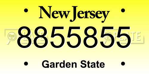 8855855 New Jersey License Plate
