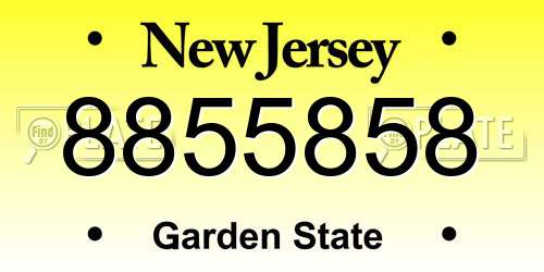 8855858 New Jersey License Plate