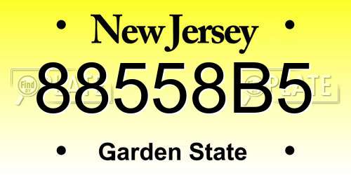 88558B5 New Jersey License Plate