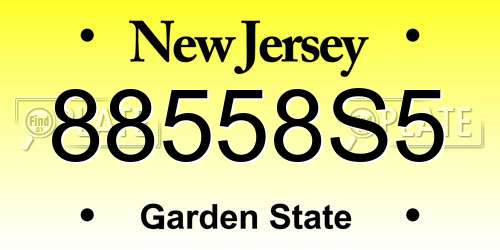 88558S5 New Jersey License Plate