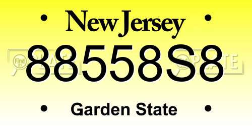 88558S8 New Jersey License Plate