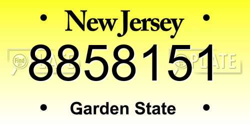 8858151 New Jersey License Plate
