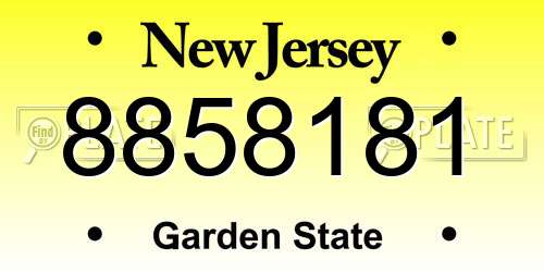 8858181 New Jersey License Plate