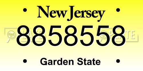 8858558 New Jersey License Plate